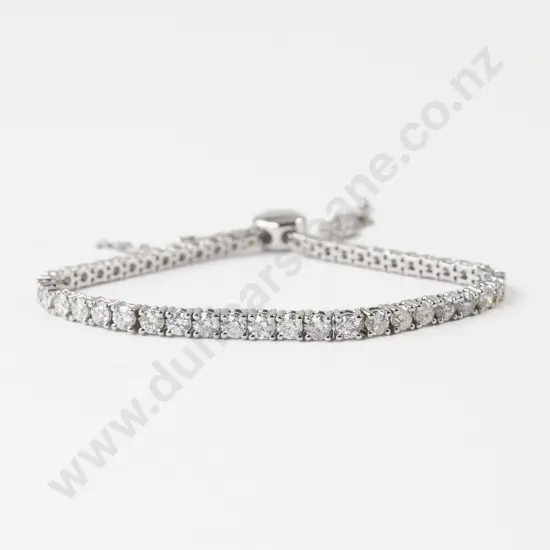 14ct White Gold Modern 47Stone Diamond 'Bolo' Bracelet
