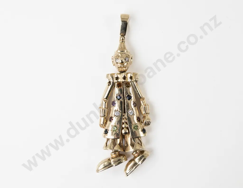 9ct Gold Multi-Gem Fancy Clown Pendant Image 1++
