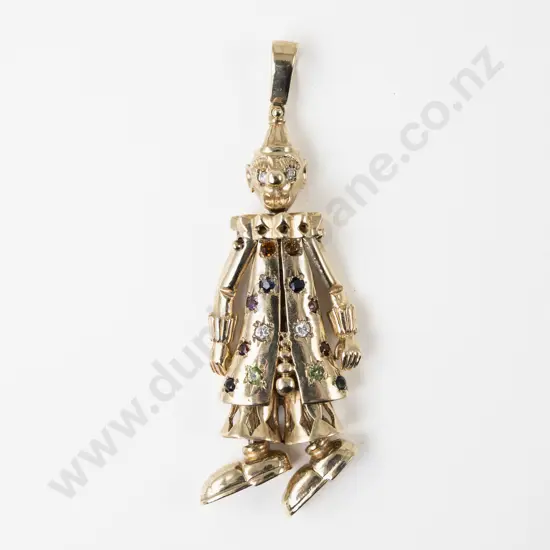 9ct Gold Multi-Gem Fancy Clown Pendant