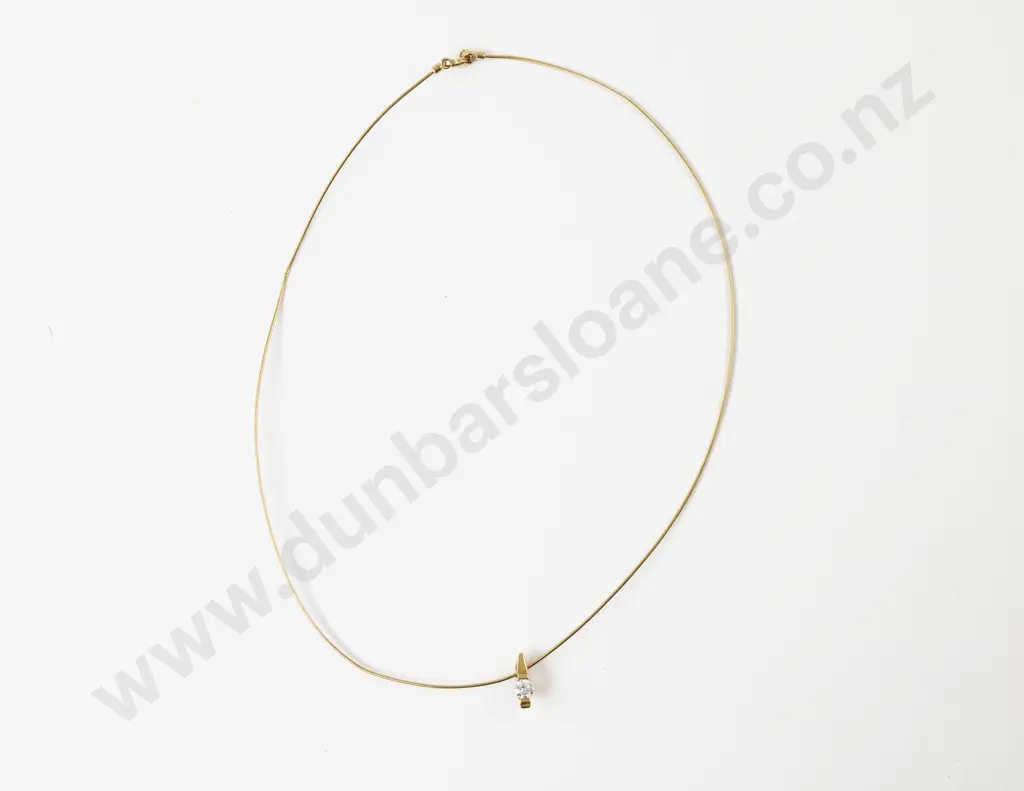 18ct Modern Solitaire Diamond Pendant Image 1++