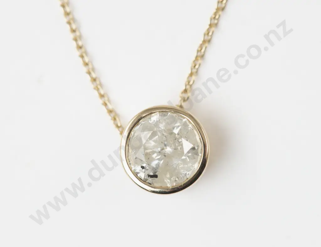 14ct Single Stone Diamond Slider Pendant Image 1++