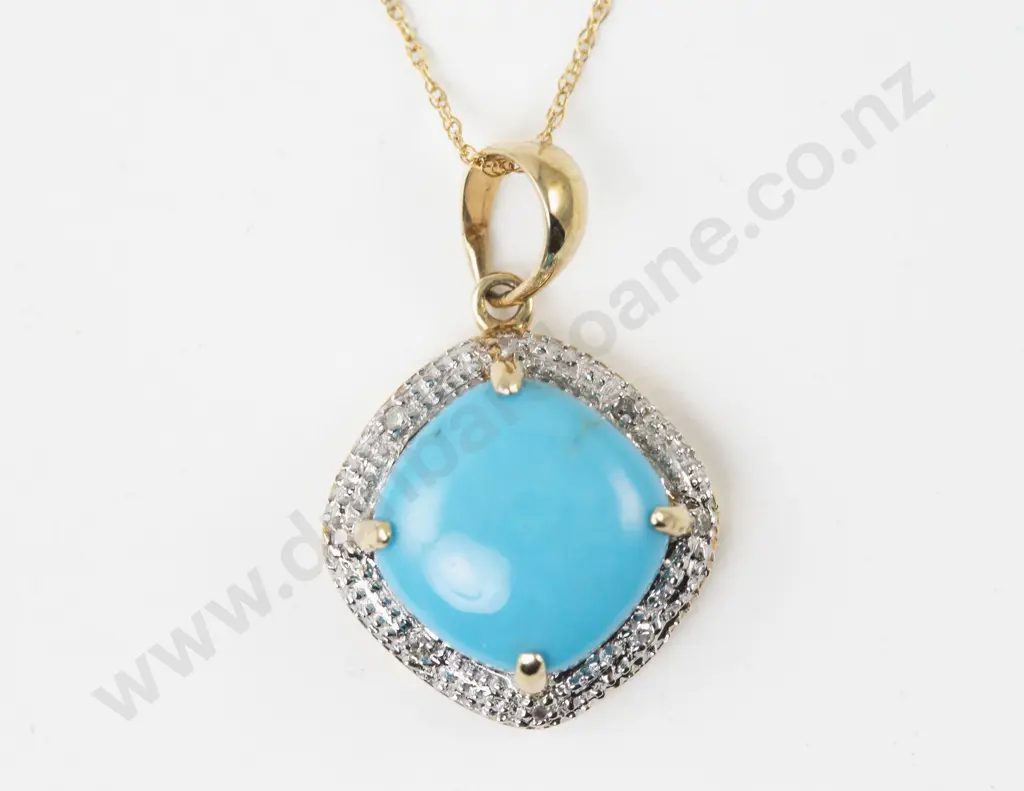14ct Single Turquoise Pendant Image 1++