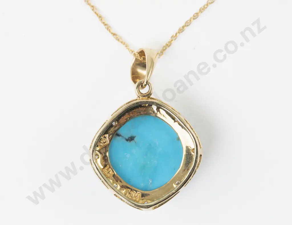14ct Single Turquoise Pendant Image 1++