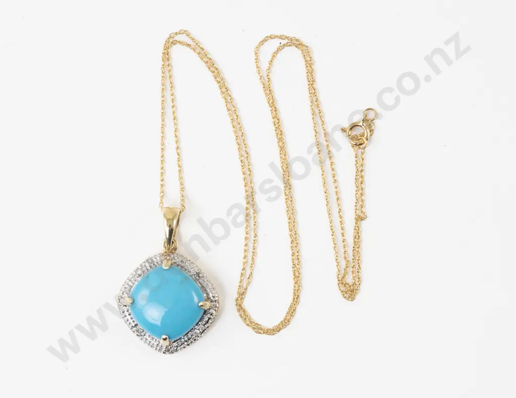 14ct Single Turquoise Pendant Image 1++