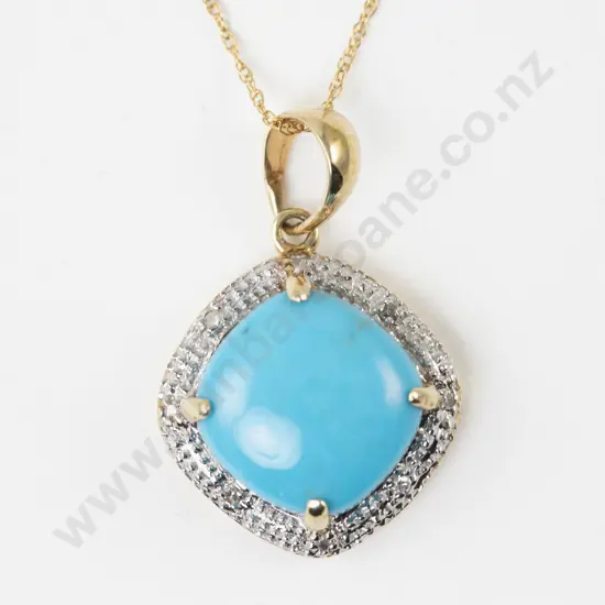 14ct Single Turquoise Pendant