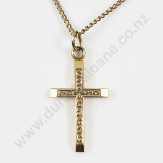 9ct Engraved Cross Pendant