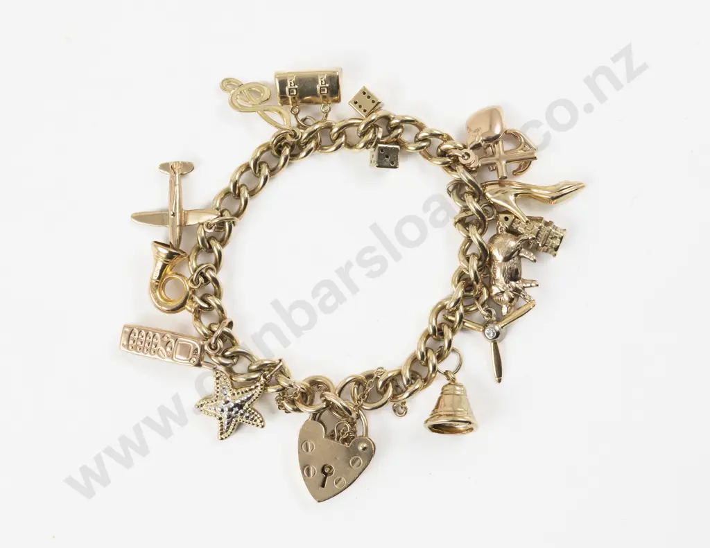 9ct Curb Link Charm Bracelet Image 1++