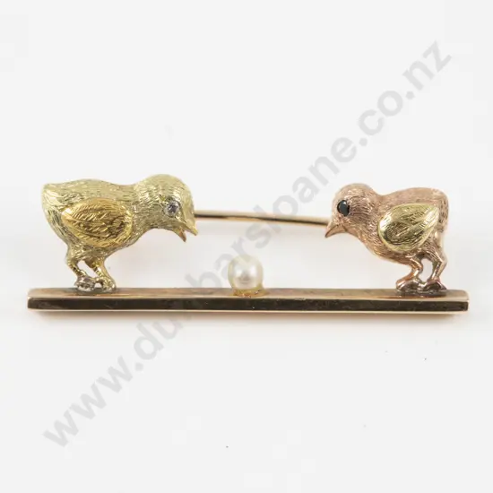 9ct Yellow and Rose Gold Chick Bar Brooch