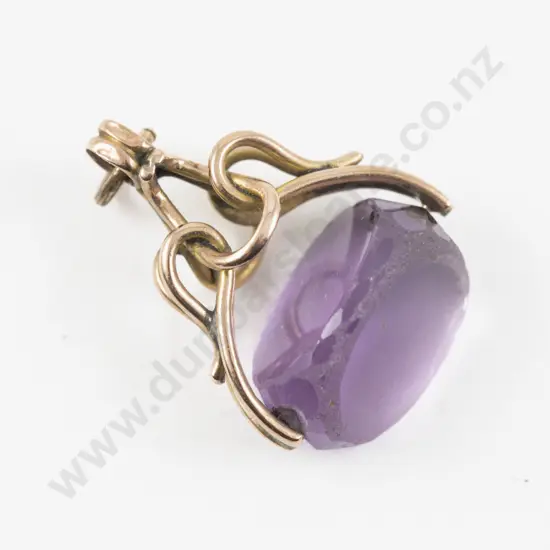 9ct Mounted Amethyst Swivel Fob