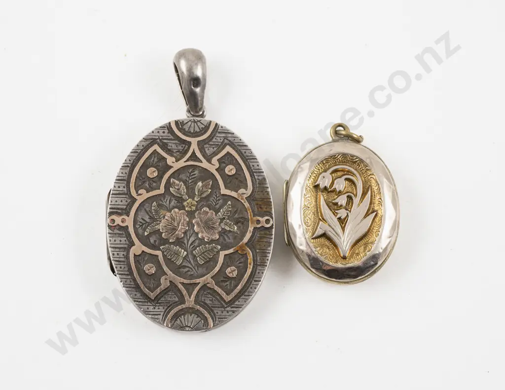 Two Victorian Gold and S/S Photo Lockets Image 1++