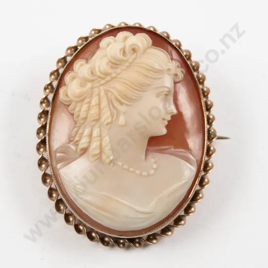 9ct Framed Classical Portrait Cameo Brooch