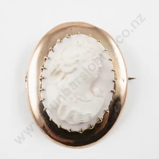9ct Framed Classical Portrait Cameo Brooch