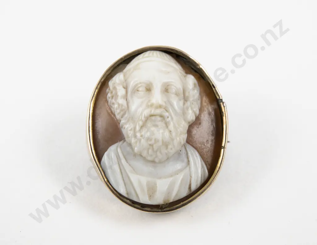 9ct Framed Classical Portrait Cameo Brooch Image 1++