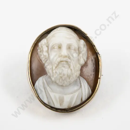 9ct Framed Classical Portrait Cameo Brooch
