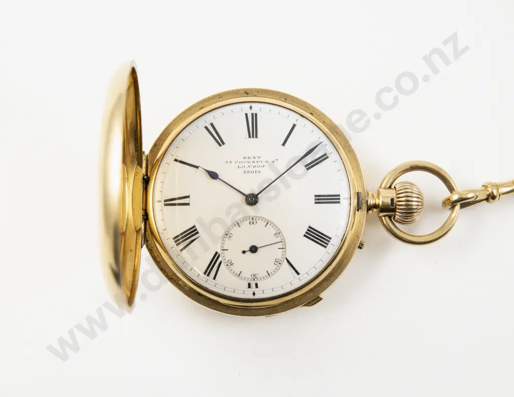 18ct Hunter Cased Repeater Lever Wind Pocket Watch on 18ct Albert Chain Image 1++