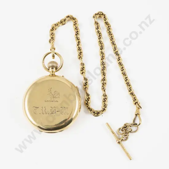 18ct Hunter Cased Repeater Lever Wind Pocket Watch on 18ct Albert Chain