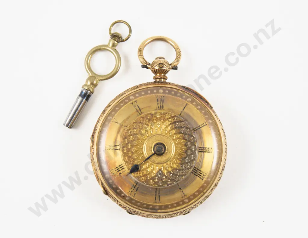 18ct Open Face Key Wind Pocket Watch Image 1++