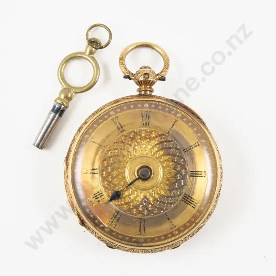 18ct Open Face Key Wind Pocket Watch