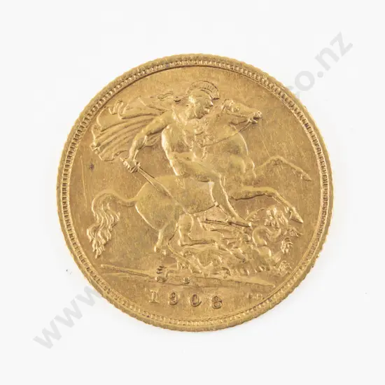 Edwardian 1908 Half Gold Sovereign Royal Mint