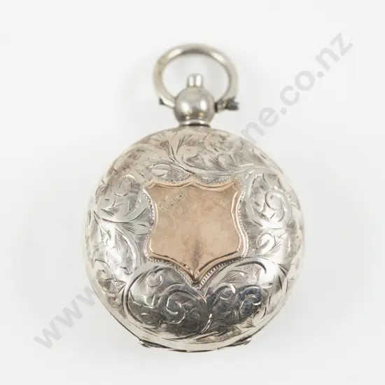 9ct and S/S Engraved Circular Sovereign Holder