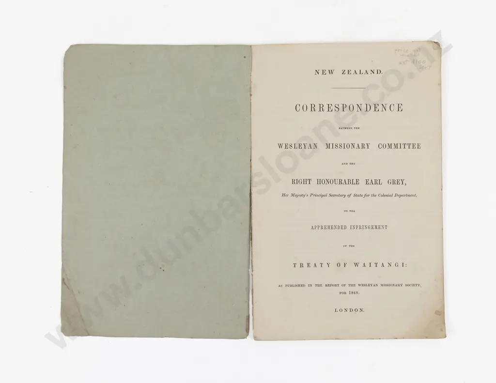 (-) Correspondence between the Wesleyan Missionary Committee and the Hon. Early Grey, 1948 Image 1++