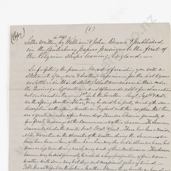 Interesting & Rare 1849 & Later Letters By William & John Deans to the Canterbury Papers