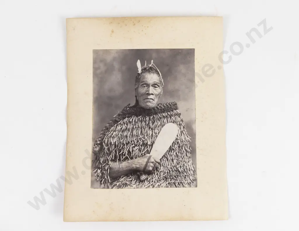 Josiah Martin (1843-1916) Portrait Of Mohi Te Puatau of Ngati Paoa with Patu Image 1++