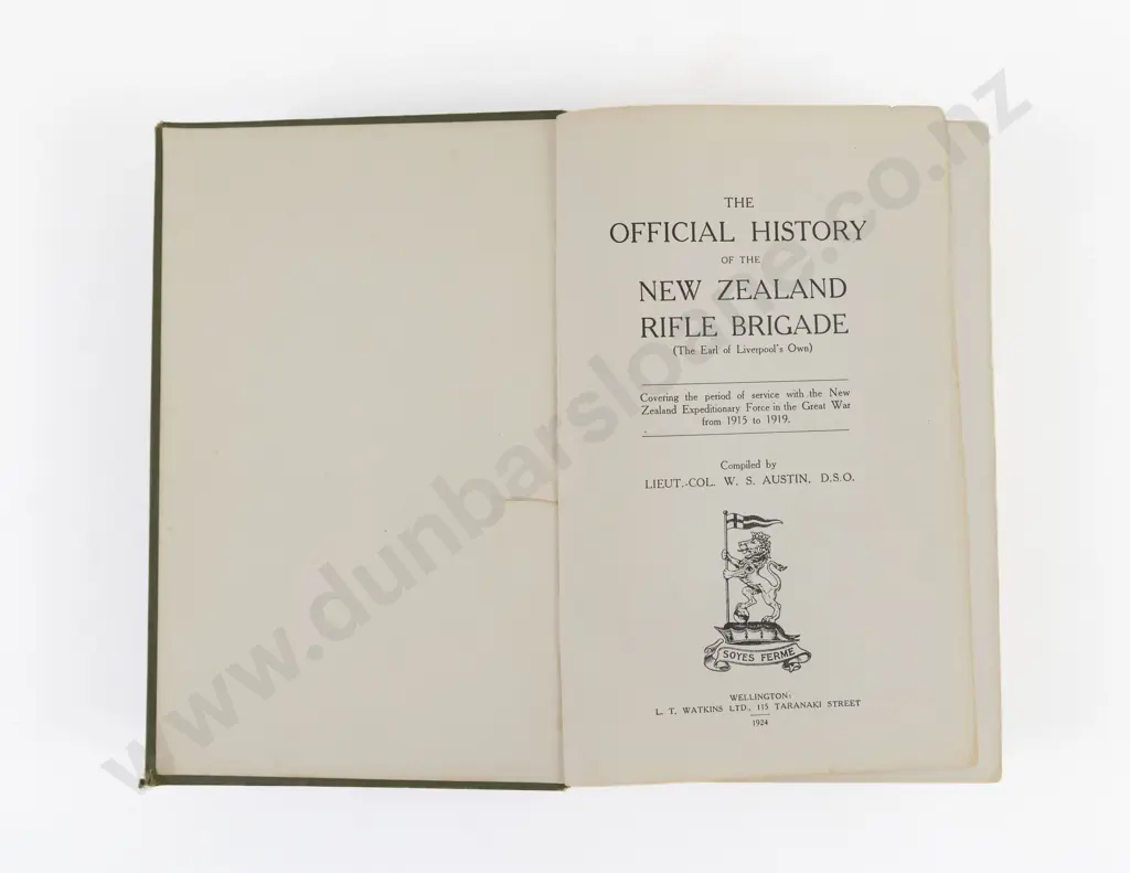Austin, Lieut-Col W. S., The Official History of the New Zealand Rifle Brigade, 1924 Image 1++