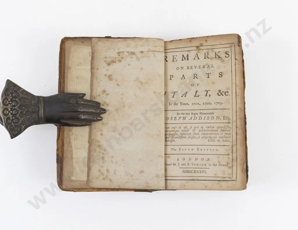 Addison, Joseph, Remarks On Several Parts Of Italy In the Years 1701, 1702, 1703, (1736) Image 1++