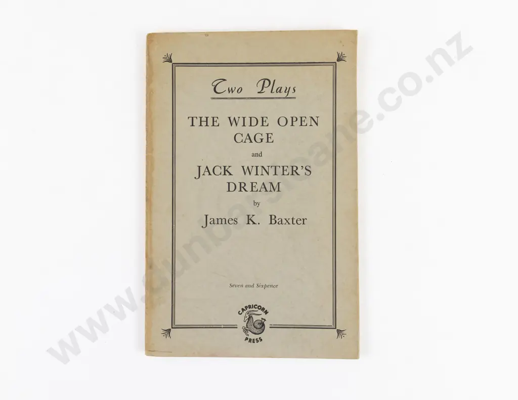 Baxter, James, K., Two Plays (Inscribed Copy) Image 1++