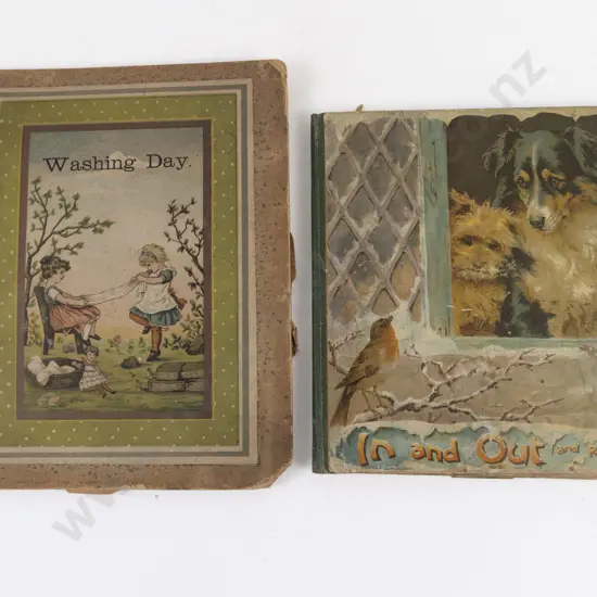 In and Out and Round About plus Washing Day (2 Vintage Movable Picture Books c1890s)