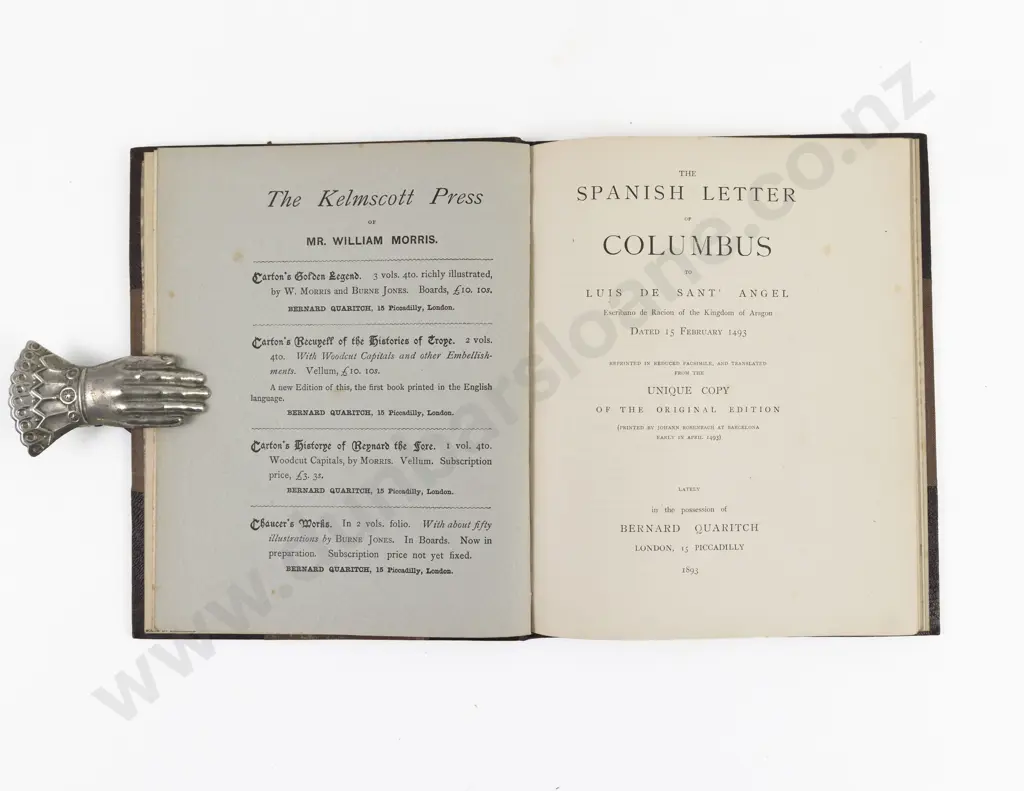 Columbus, Christopher, The Spanish Letter of Columbus to Luis De Sant Angel, 1893 Image 1++
