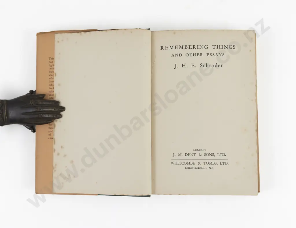 Schroder, J. H. E., Remembering Things And Other Essays Image 1++