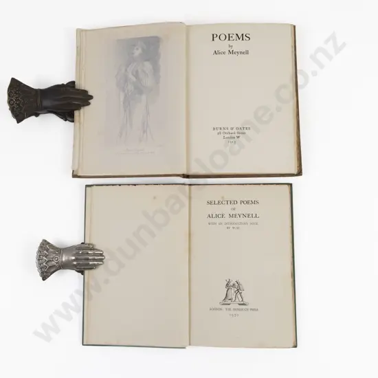 2 Volumes by Alice Meynell, with a letter from her to Lady Rose Constance Bowes-Lyon