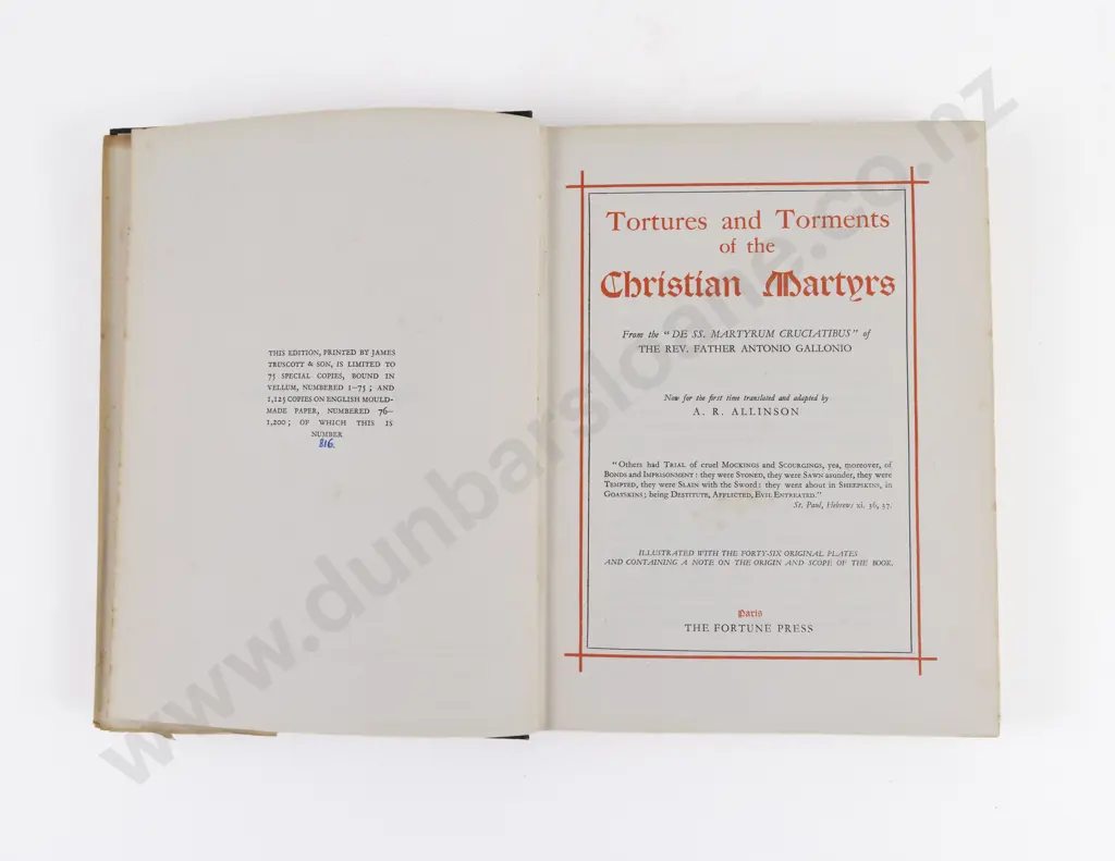 Allinson, A. R., Tortures and Torments of the Christian Martyrs, 1903 Image 1++