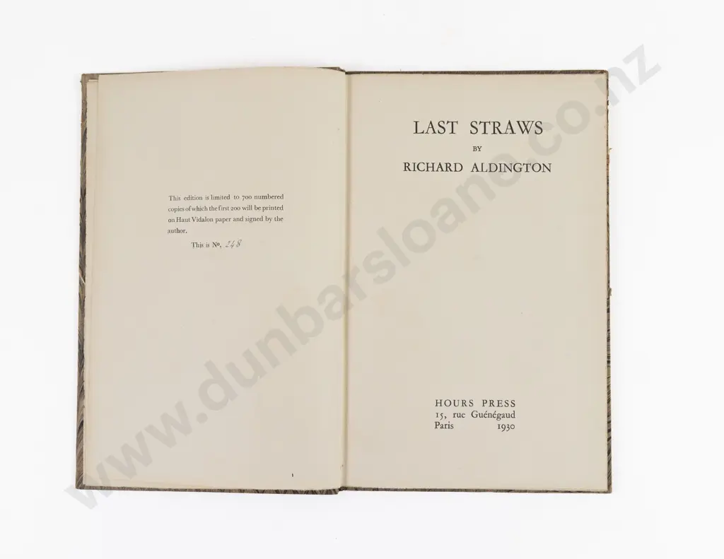 Aldington, Richard, Last Straws, 1930 Image 1++