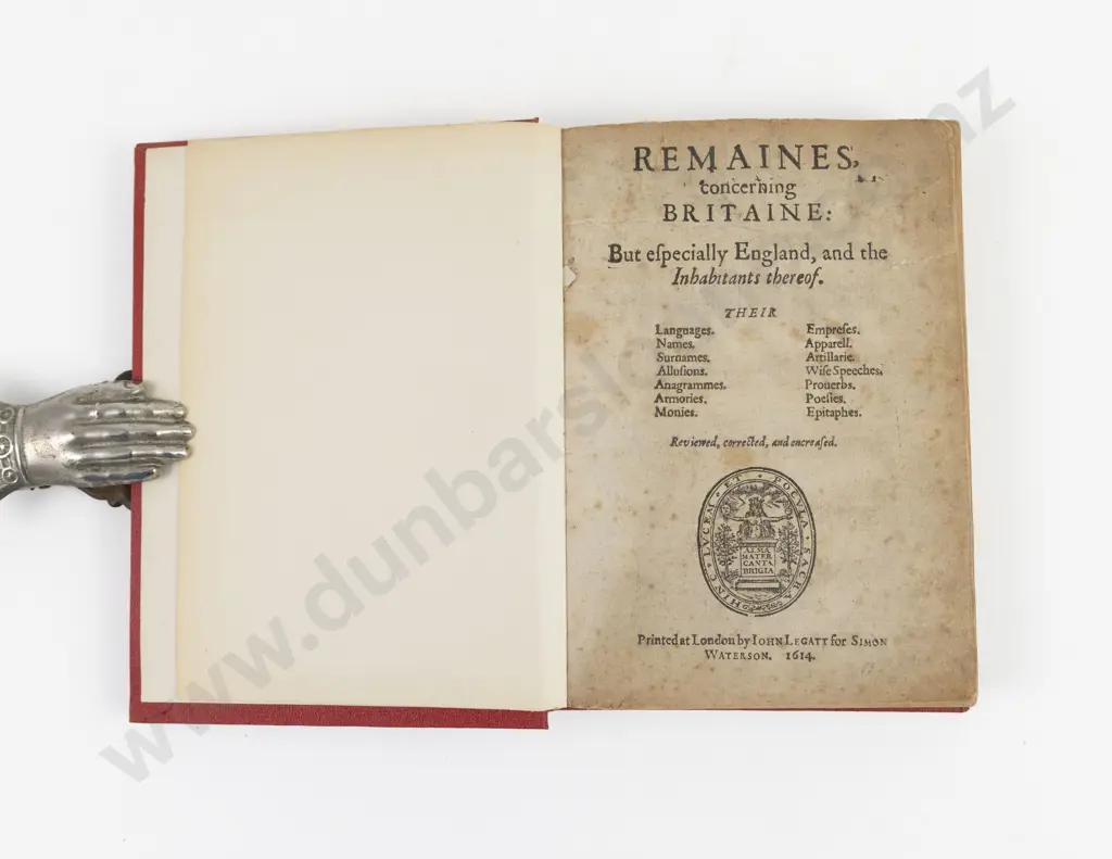 Camden, William, Remaines concerning Britaine, 1614 Image 1++