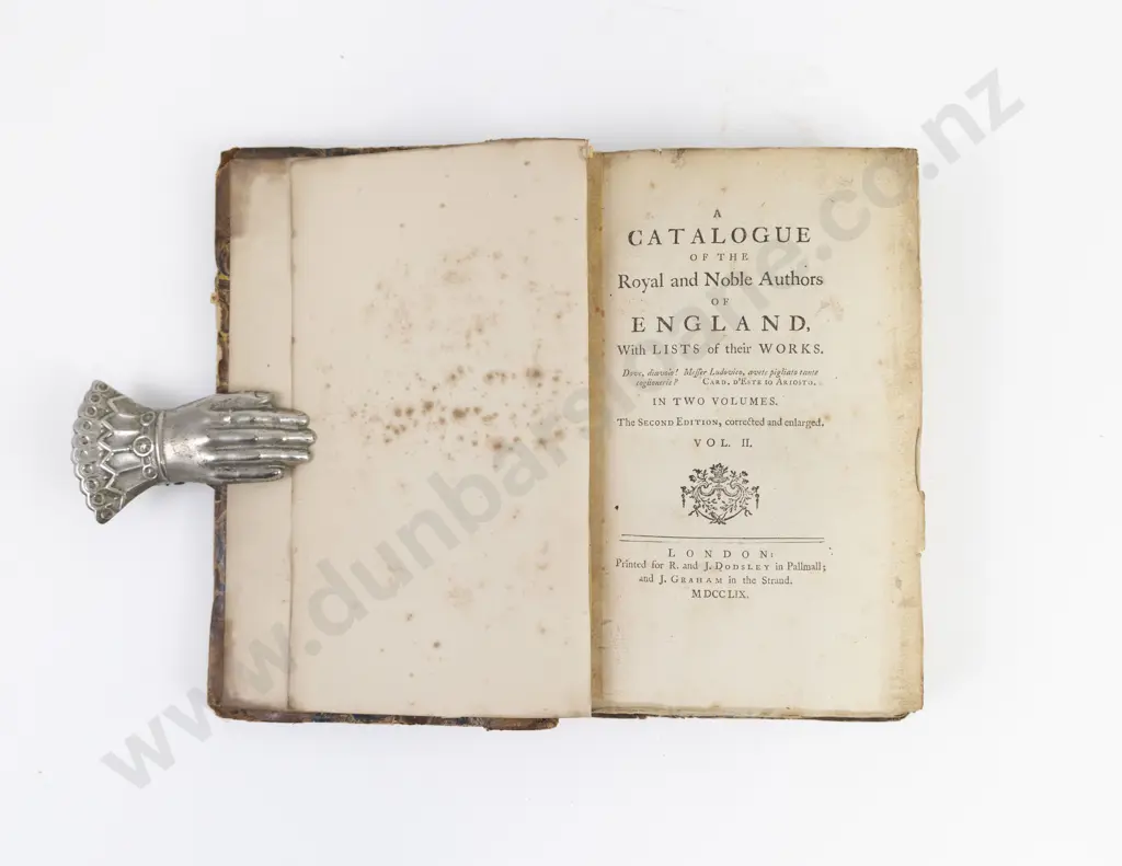 Walpole Horace - A Catalogue of the Royal and Noble Authors of England (2 Volumes) Image 1++