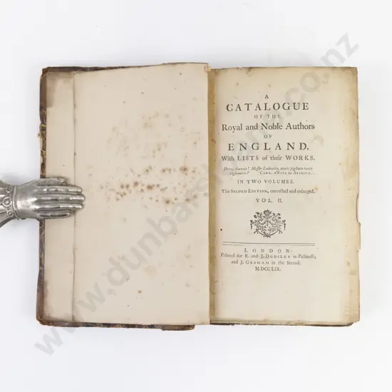 Walpole Horace - A Catalogue of the Royal and Noble Authors of England (2 Volumes)