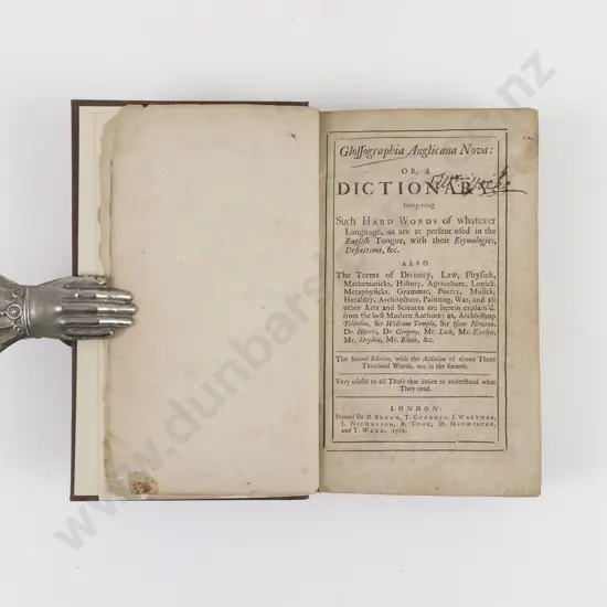 (-) Glossographia Anglicana Nova or a Dictionary, 1719