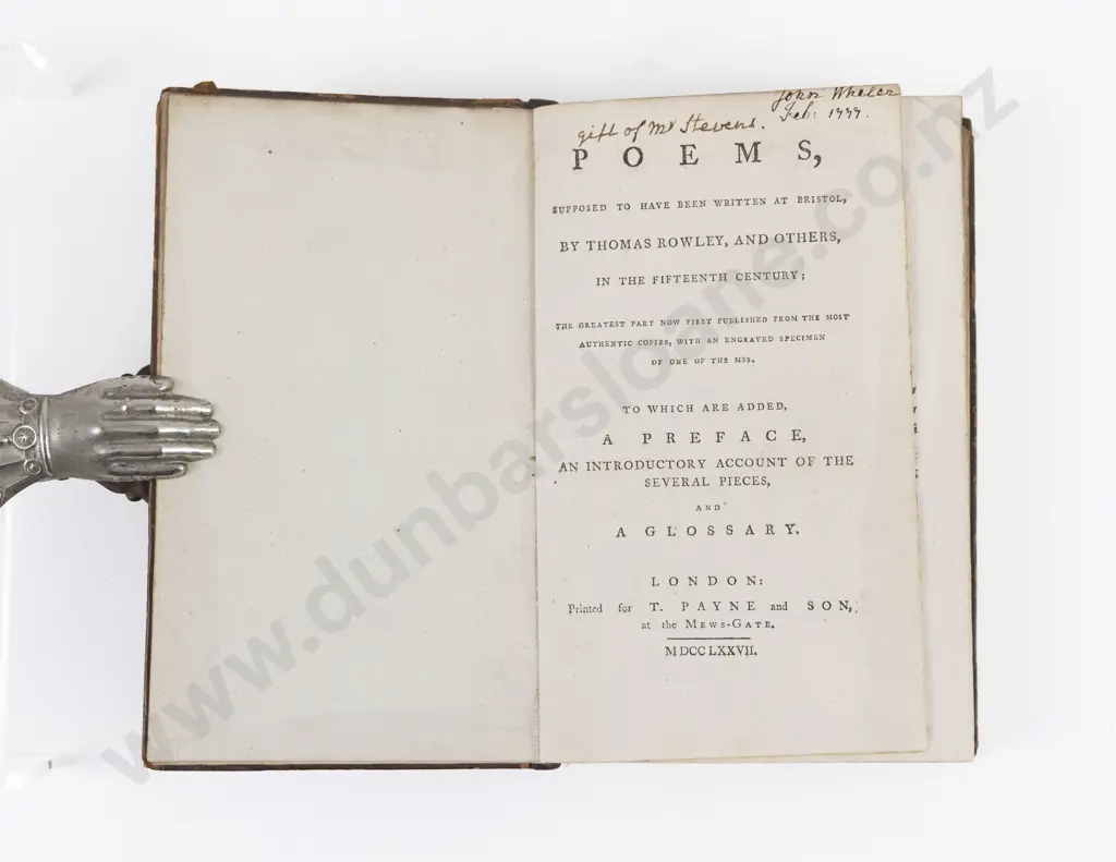 Rowley, Thomas, and Others, Poems, Supposed To Have Been Written At Bristol, 1777 Image 1++