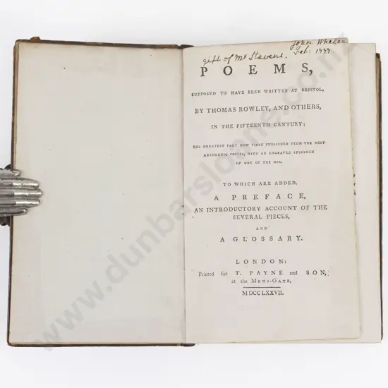 Rowley, Thomas, and Others, Poems, Supposed To Have Been Written At Bristol, 1777