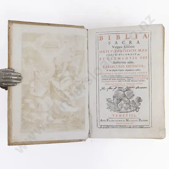 Biblia Sacra published by Nicolao Pezzana, Venice, 1777