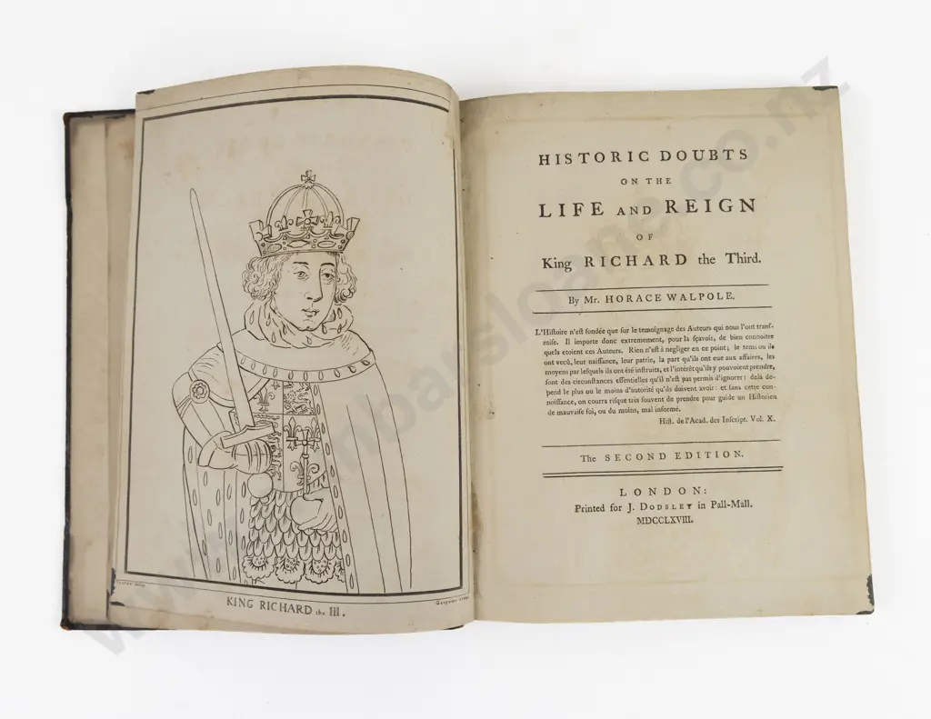 Walpole, Horace, Historic Doubts on the Life and Reign of King Richard the Third, 1768 Image 1++