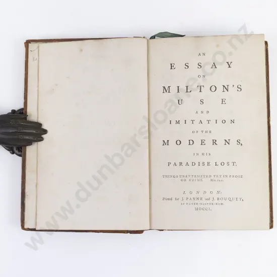 Milton, John, An Essay On Milton's Use And Imitation Of The Moderns, In His Paradise Lost, 1750