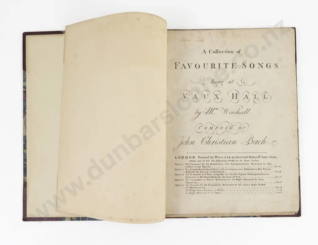 (-) A First, Second & Third  Collection of Favourite Songs Sung at Vaux Hall by Mrs Weichsell (c1765-1771) Image 1++