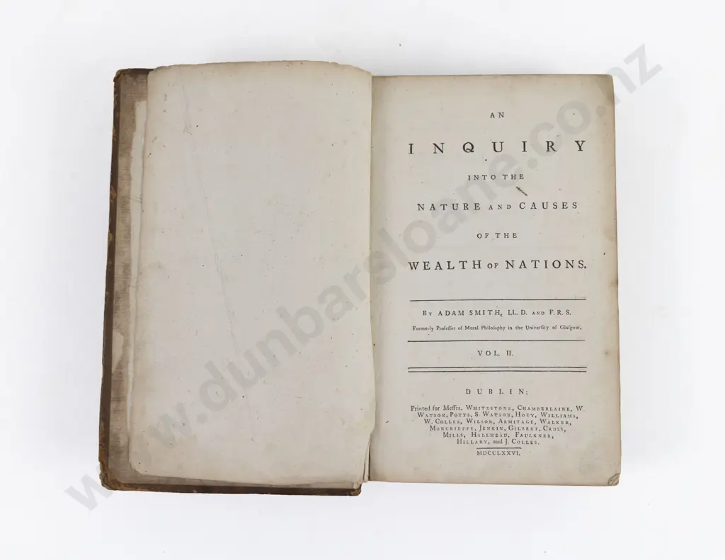 Smith, Adam, An Inquiry into the Nature and Causes of the Wealth Of Nations, Vol II, 1776 Image 1++