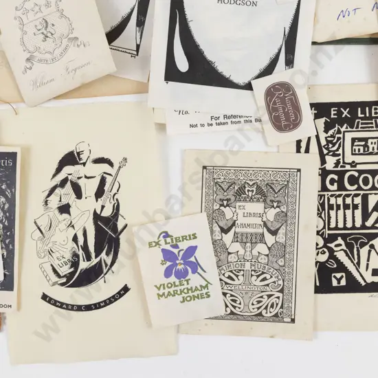 Interesting Collection Of 59 Vintage NZ & Other Ex Libris Bookplates