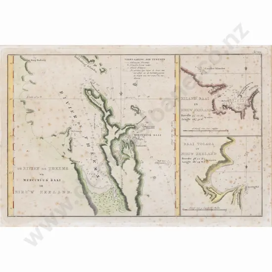 C van Baarsel, de Rivier de Theems en Mercurius Baai in Nieuw Zeeland, c1797