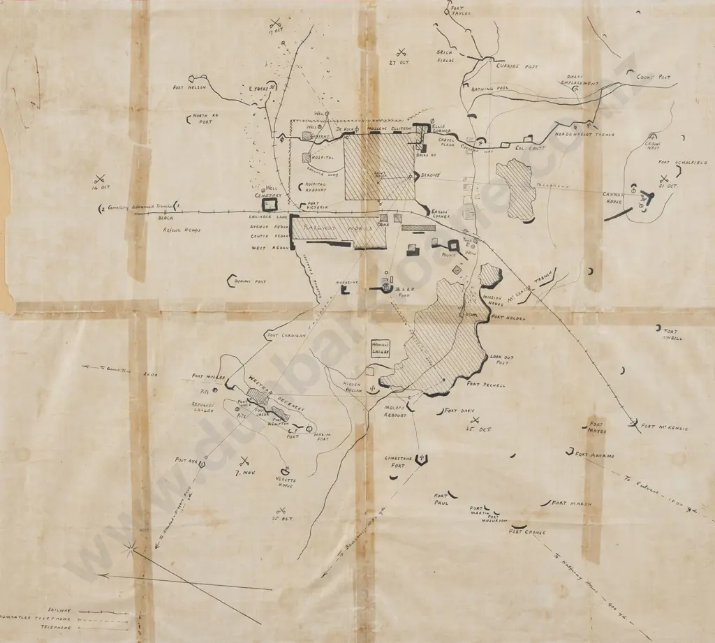 An Interesting Hand Drawn Boer War Map Of Mafeking Image 1++